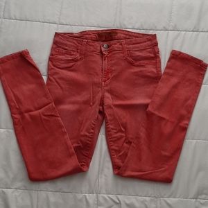 Joe's Jeans red faded wash skinny ankle jeans